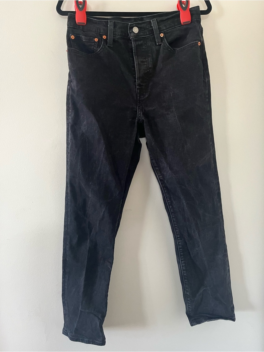 Levi's Black Wedgie Straight High Rise Jeans 30 Button Fly 90s Model Off Duty